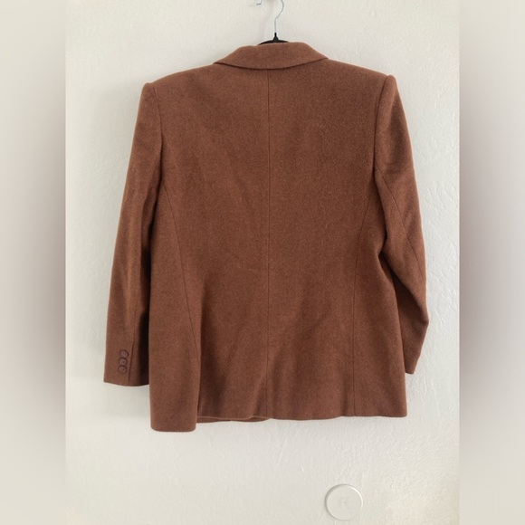 Vintage Brown Wool Blend Blazer Shoulder Pads Women's Size 10 PETITE Diversity - Picture 8 of 14